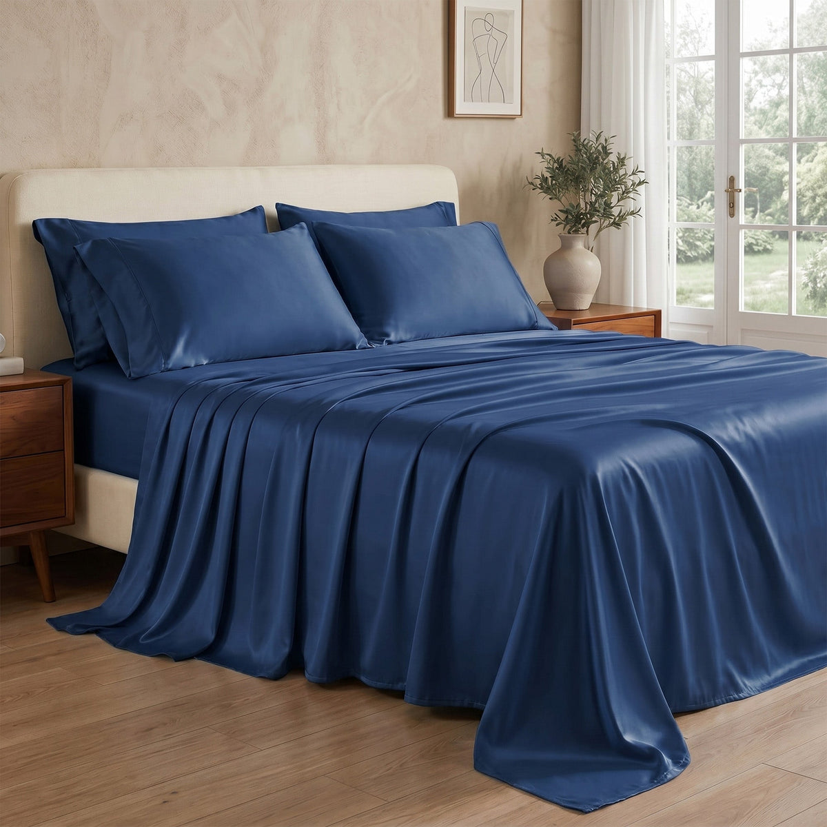 Mallowfern Cooling Bamboo Sheet Set - Midnight Indigo