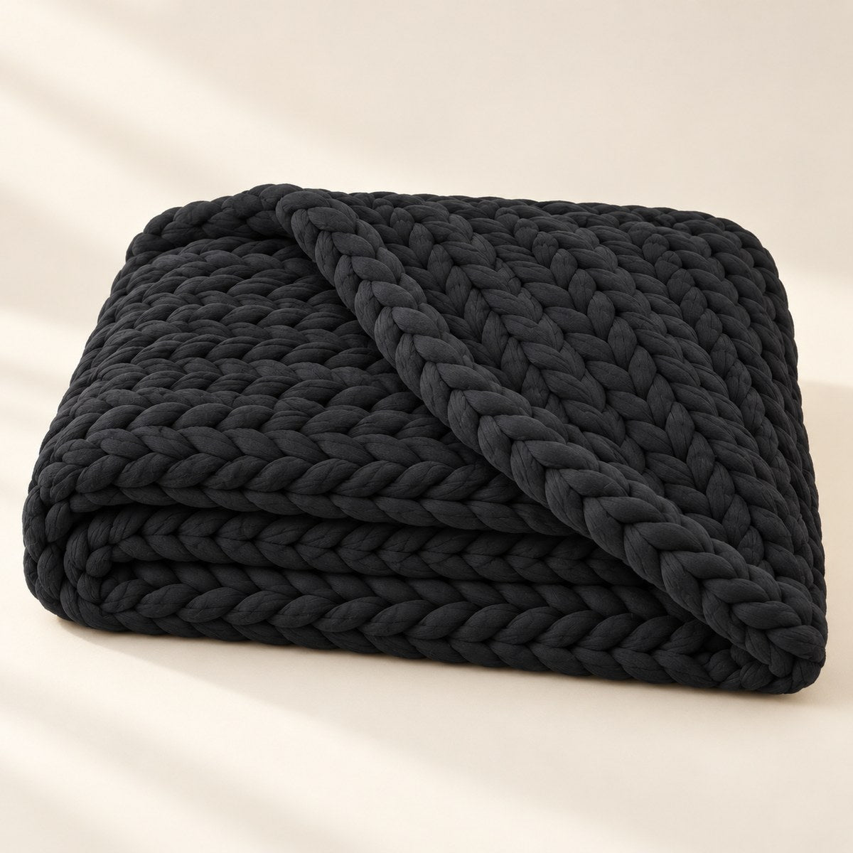 Chunky Knit Weighted Blanket in Black
