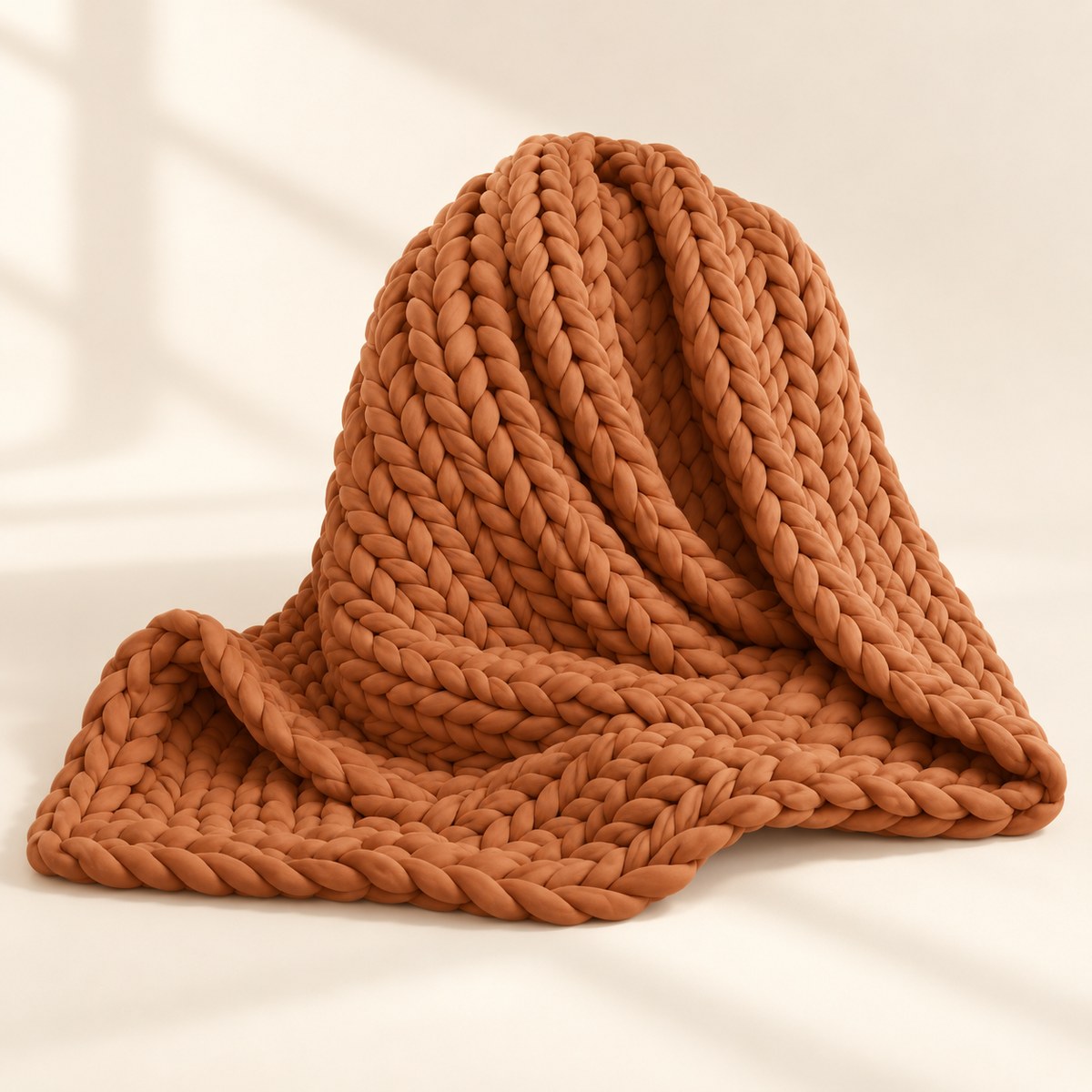 Chunky Knit Weighted Blanket in Brown