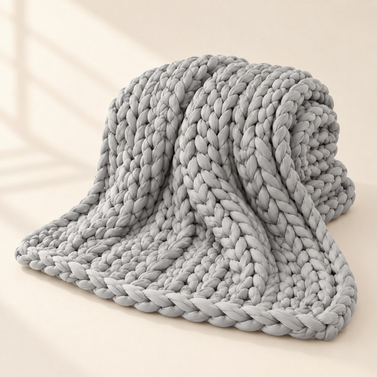 Chunky Knit Weighted Blanket in Grey
