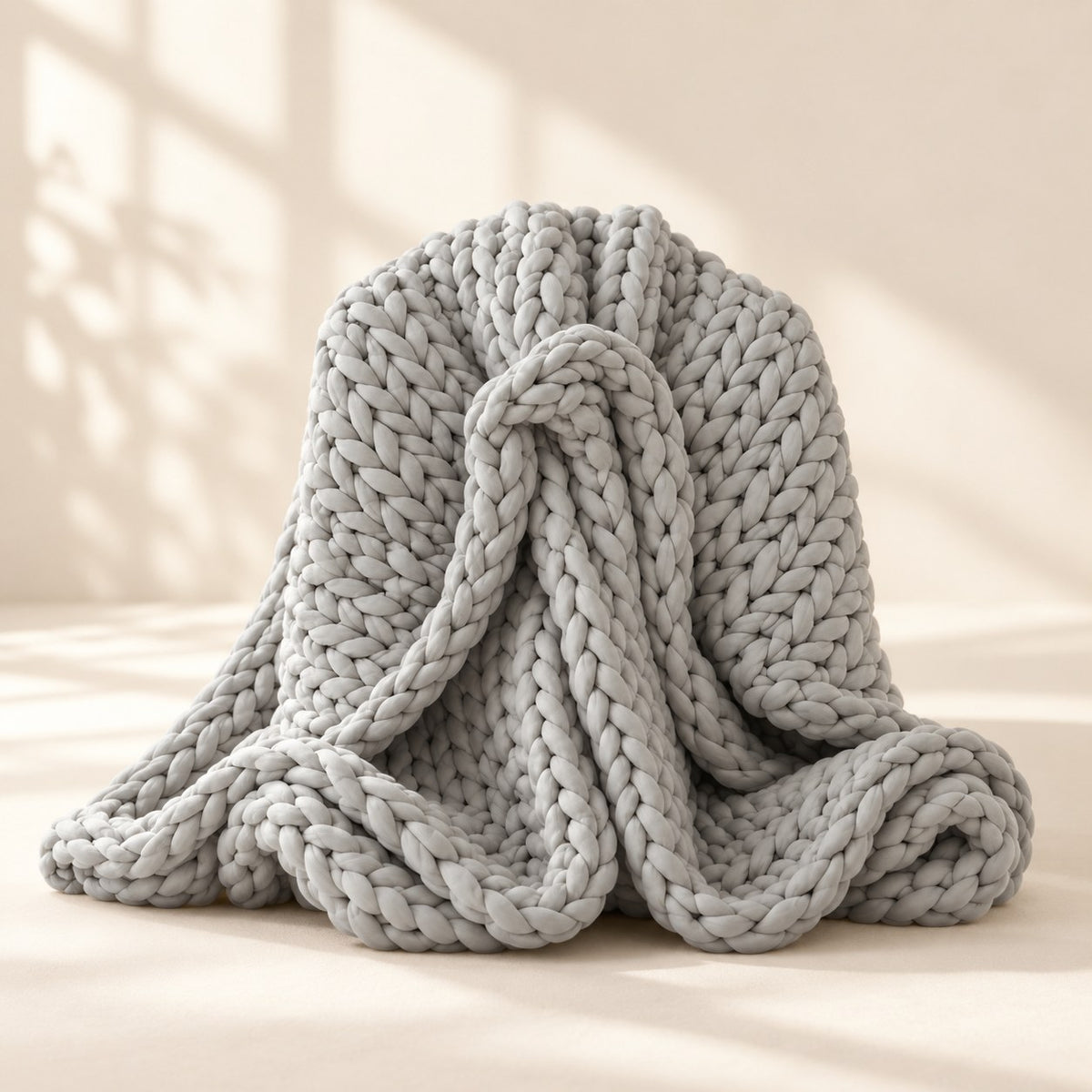 AI staging image for Mallowfern Chunky Knit Weighted Blanket
