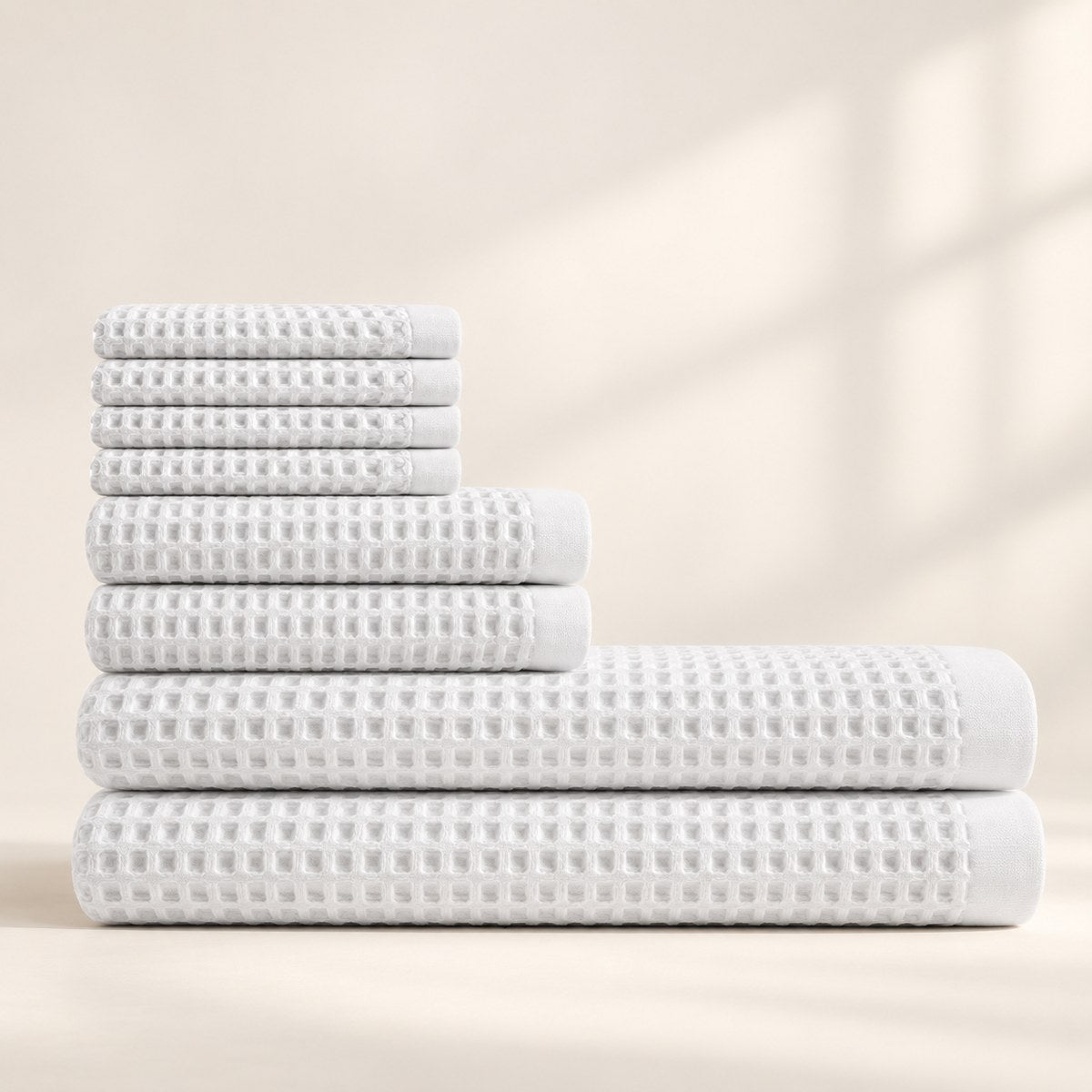 Cotton Waffle Bath Bundle in Cloud White
