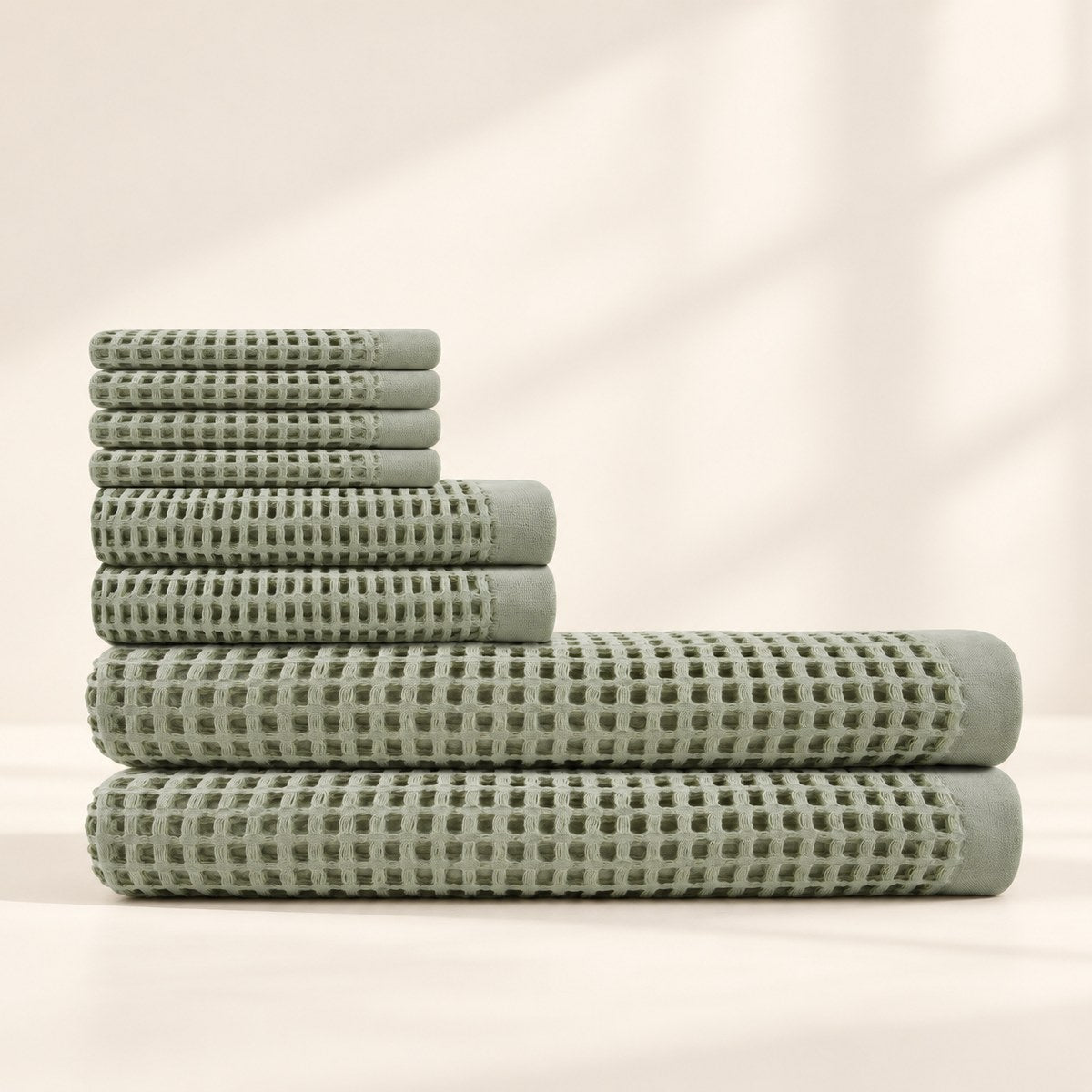 Cotton Waffle Bath Bundle in Sage