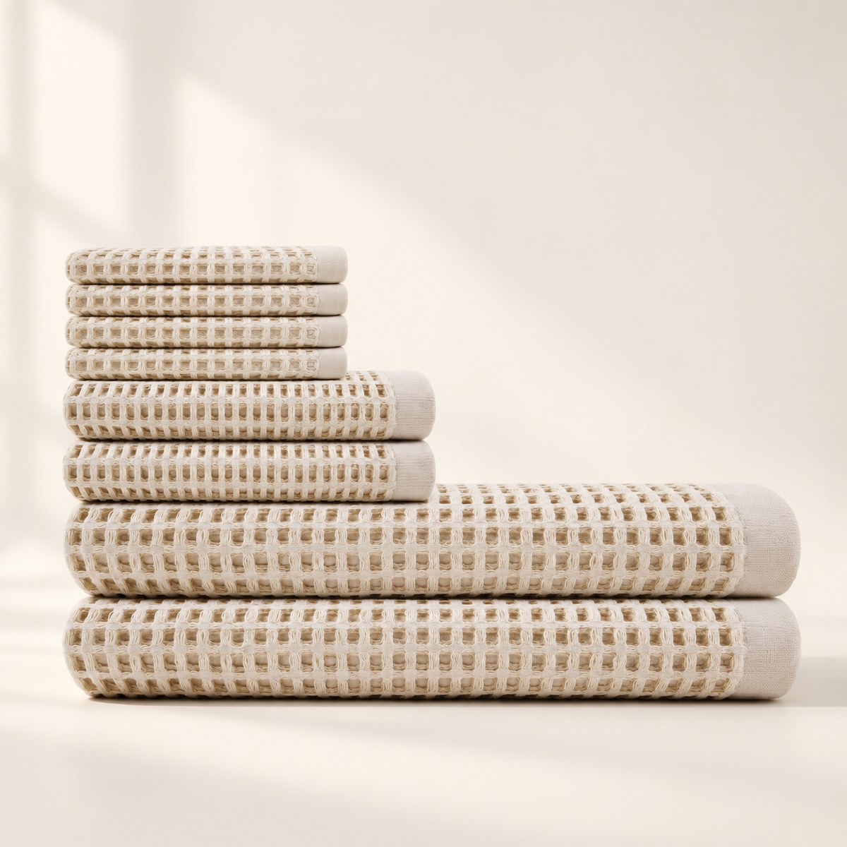 Cotton Waffle Bath Bundle in Sand