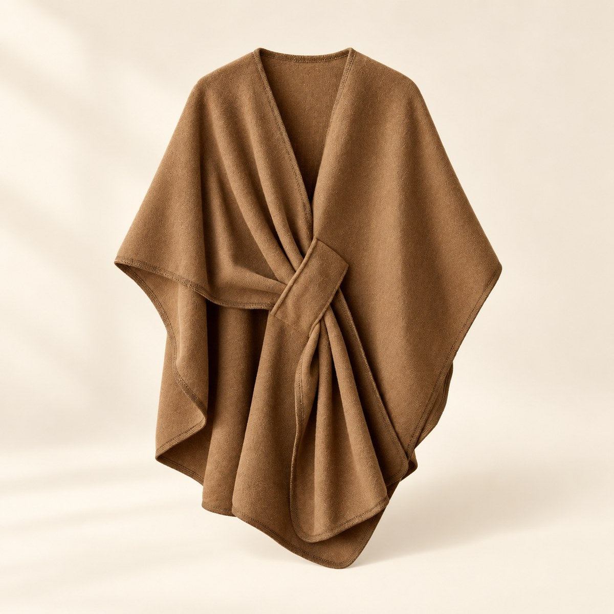 Fleece Drape Shawl in Camel