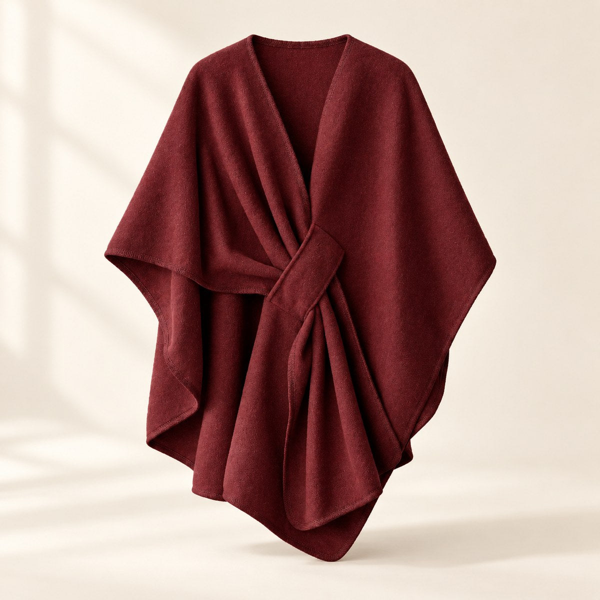 Fleece Drape Shawl in Wine Red