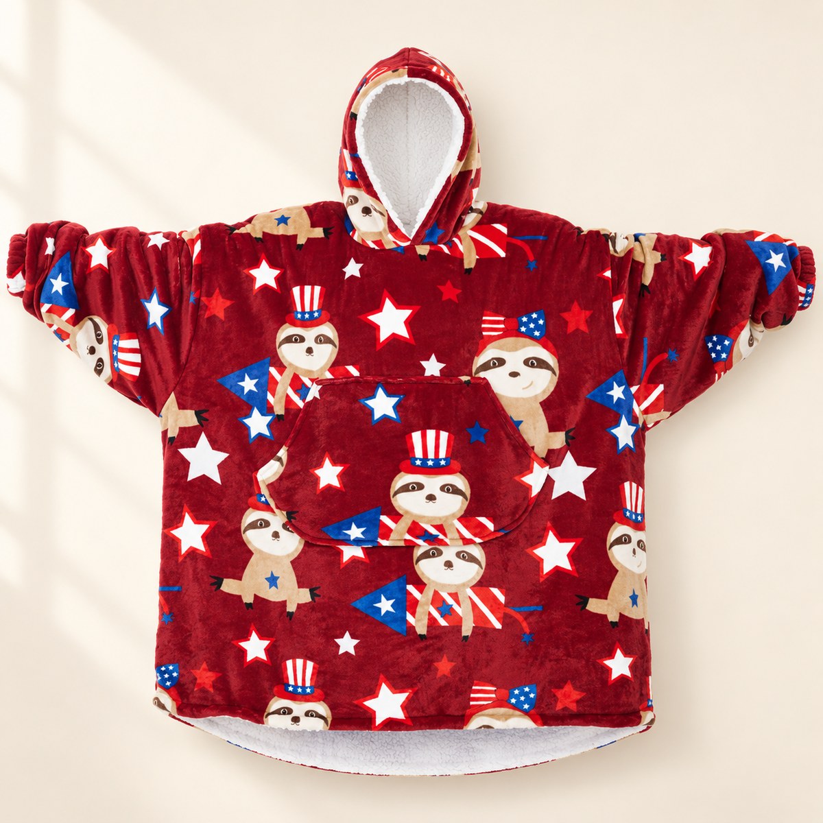 Heated Wearable Blanket in Flag Sloth