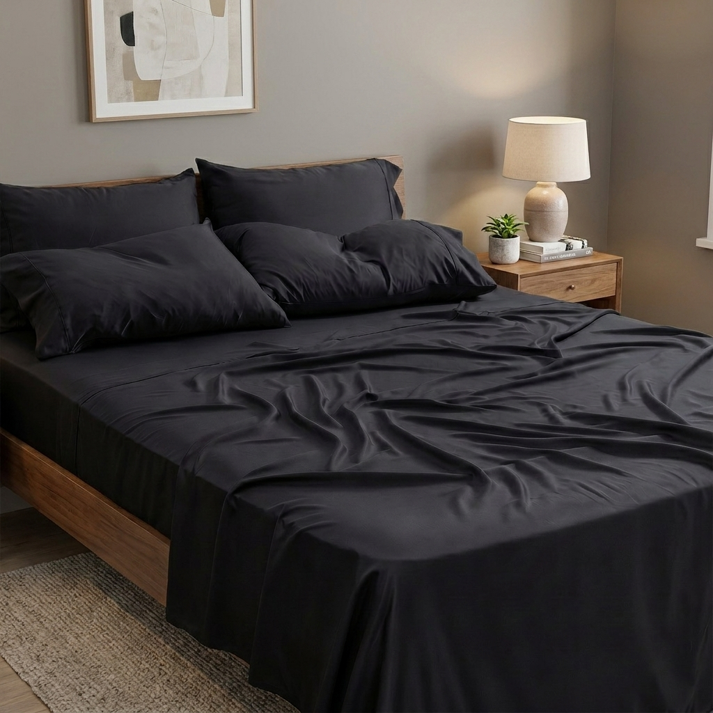 Mallowfern Cooling Bamboo Sheet Set - Midnight Black