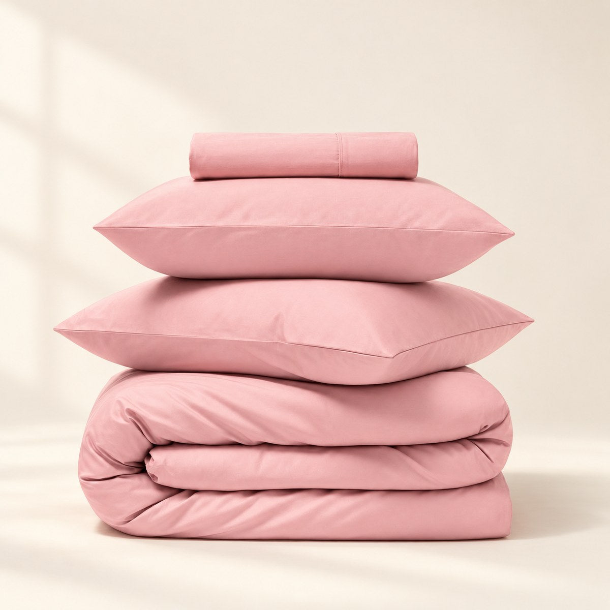 Luxe Cotton Sheet Set in Coral Pink