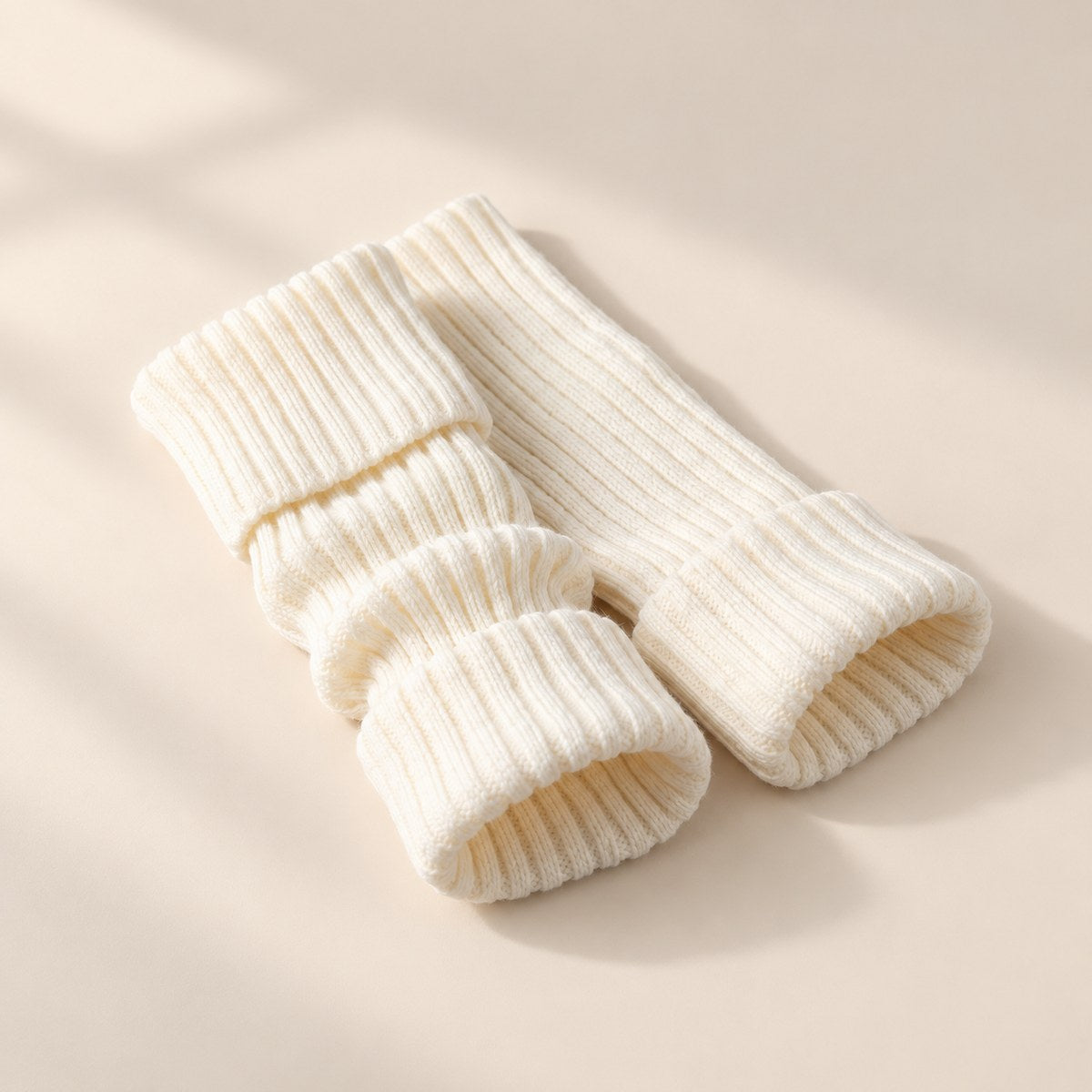 Ribbed Leg Warmers in Cream