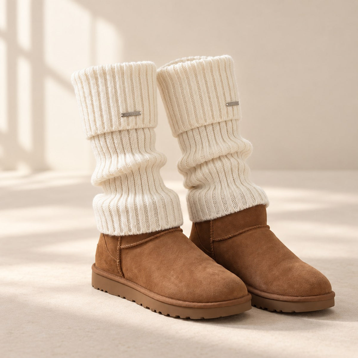 AI staging image for Mallowfern Ribbed Leg Warmers