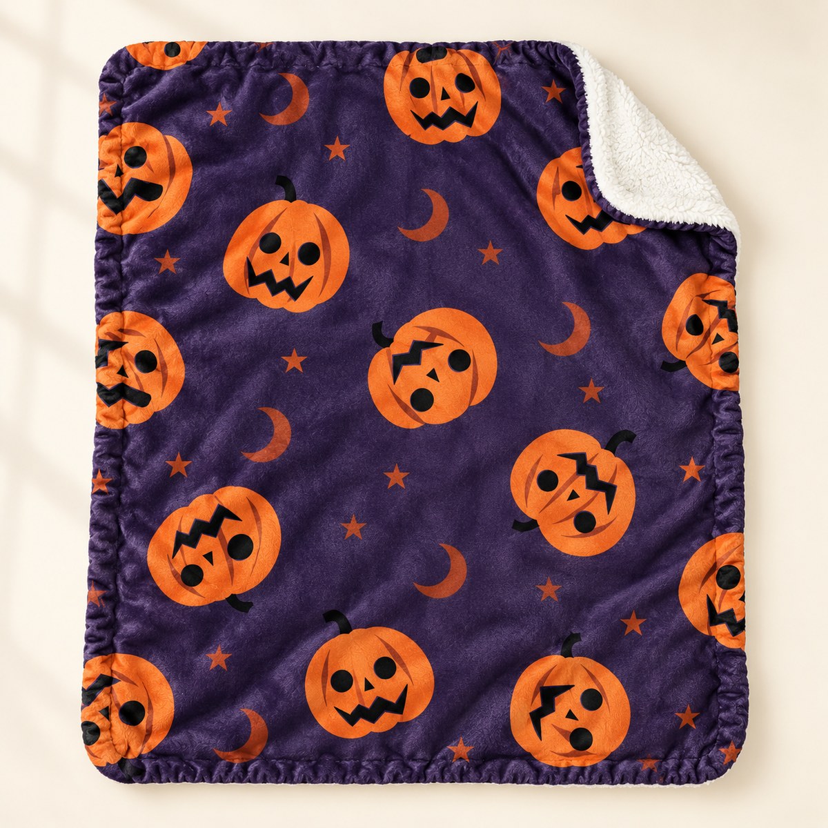 Sherpa Throw Blanket in Jack O' Lanterns