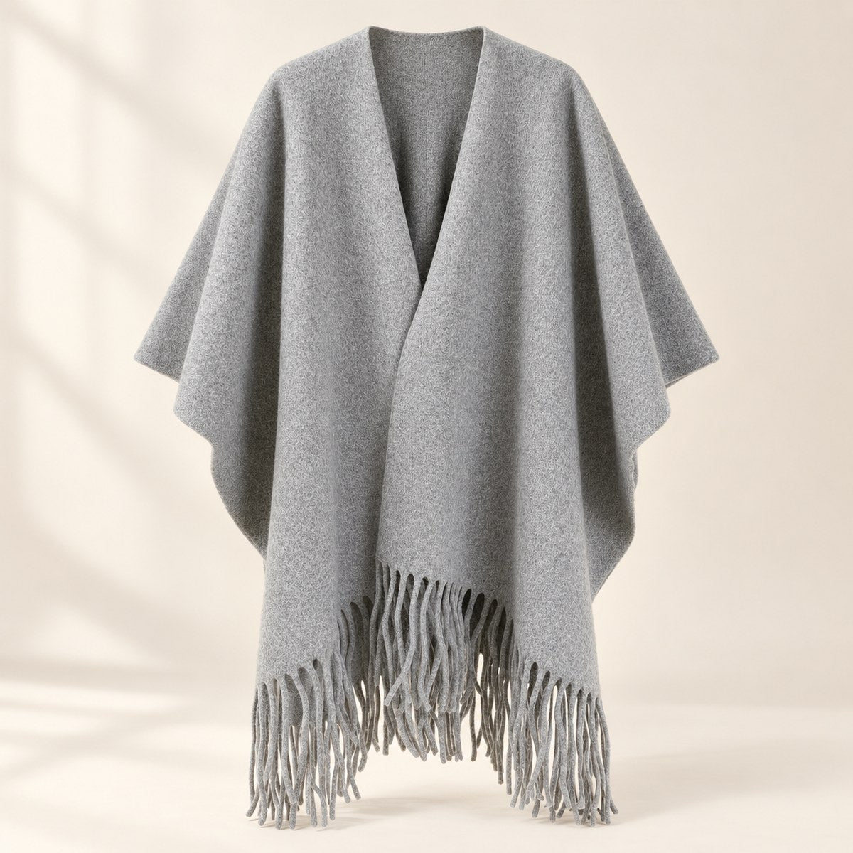 Tassel Fleece Shawl in Gray