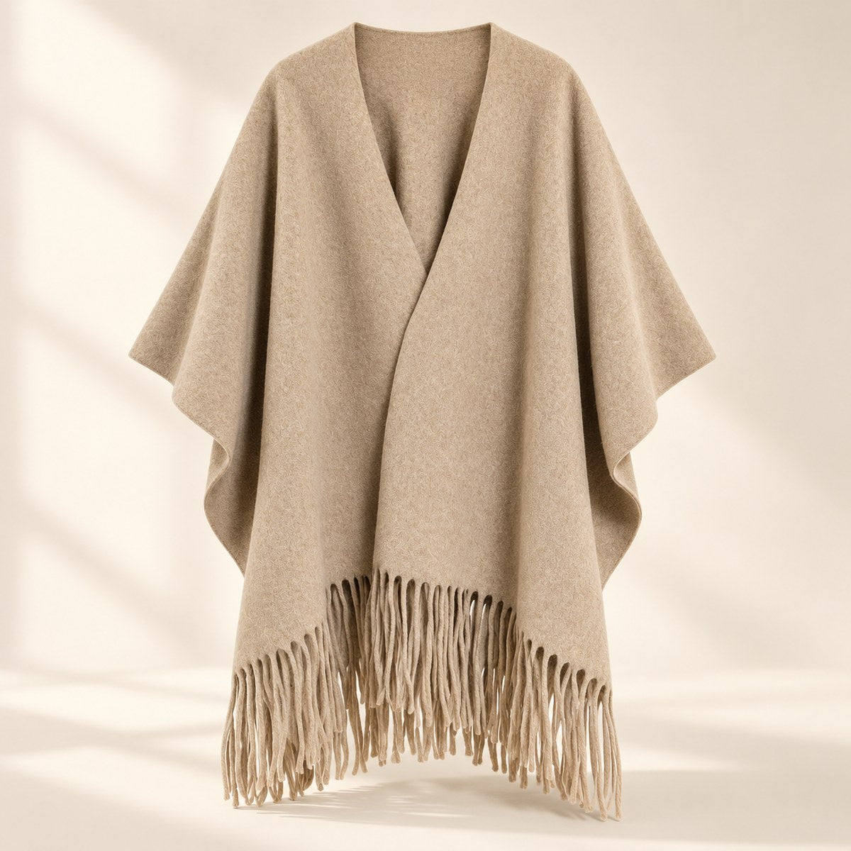 Tassel Fleece Shawl in Khaki