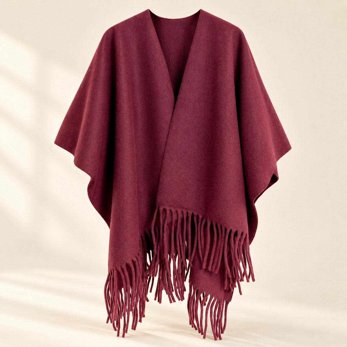 Tassel Fleece Shawl in Red