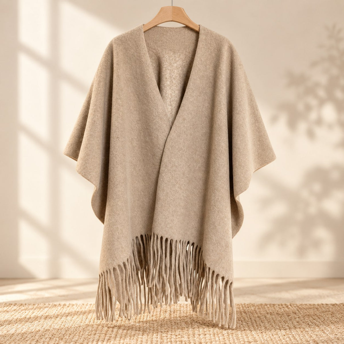 AI staging image for Mallowfern Tassel Fleece Shawl